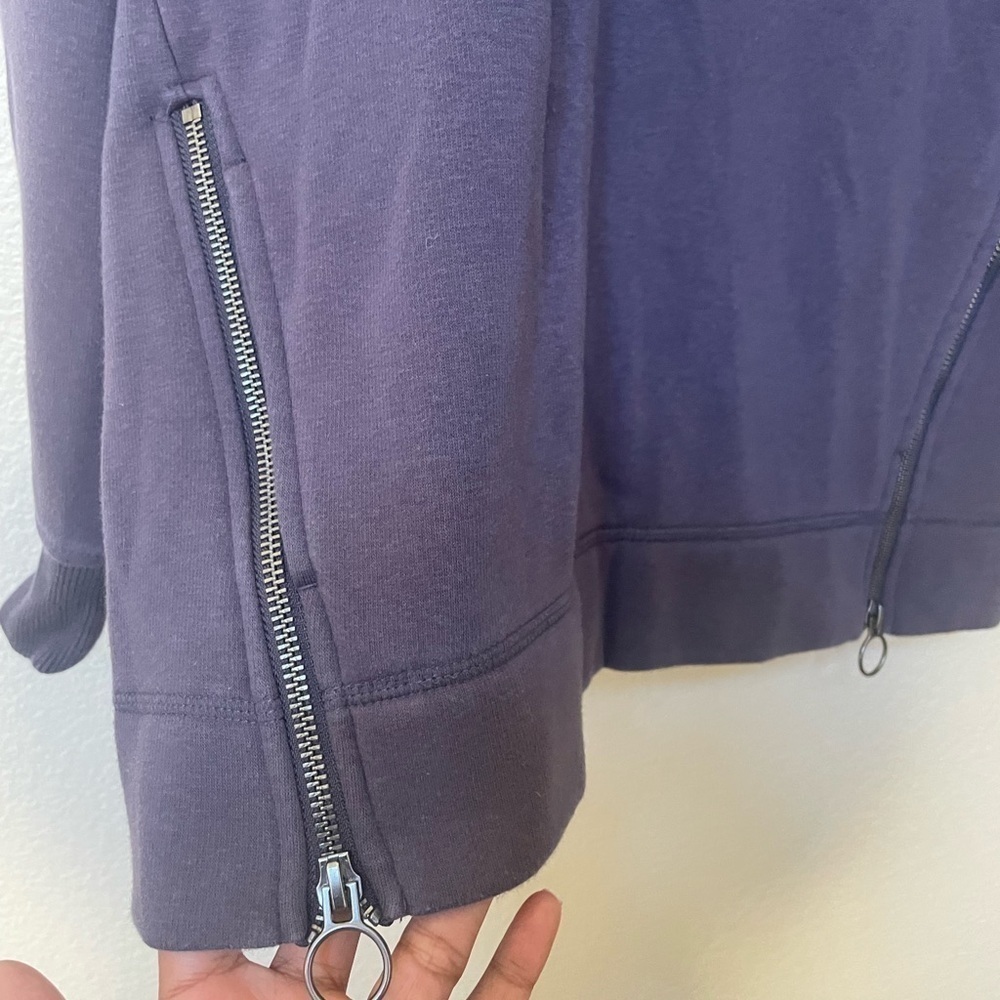 ATHLETA Cozy Karma Purple Side Zip Funnel Neck Mock Neck Sweatshirt Sz Small S - Picture 5 of 13
